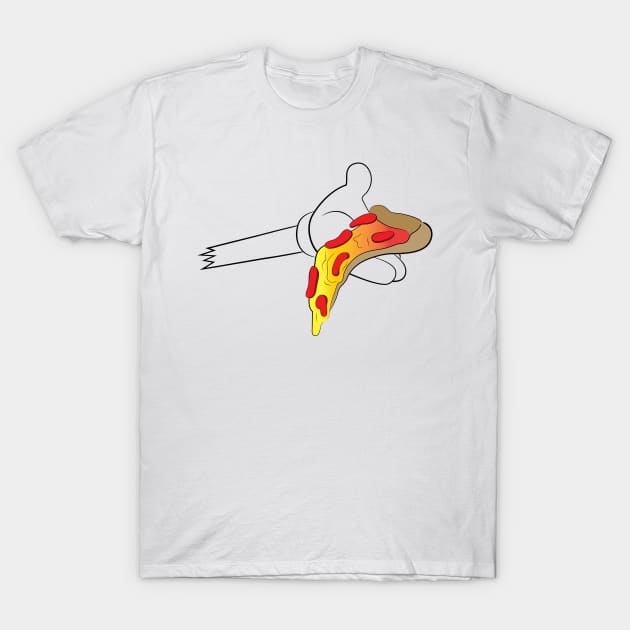 Mouse Cartoon Hands Holding Pizza slice T-Shirt by Vizzzual